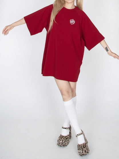 レッド/ブラック オーバーサイズ Tシャツ