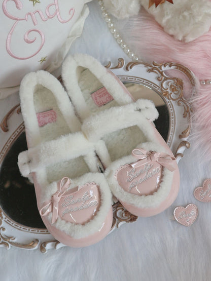Top Heart Pink Sweet Cozy Fleece Lining at Lolita Flats