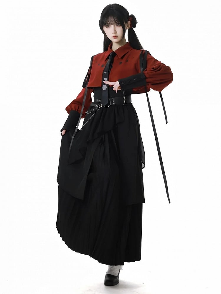 Pleated Black Long Skirt