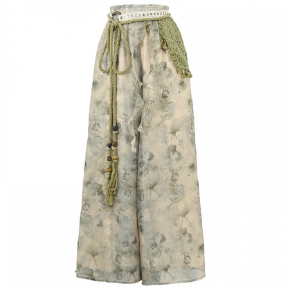 Grüne Krawatte von Mori Kei mit normaler/kurzer Strickhose mit abnehmbarer Version und weitem Bein