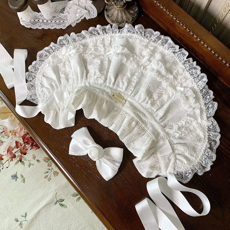 ホワイト/ピンク/ブルー/グリーンのロリータボンネット