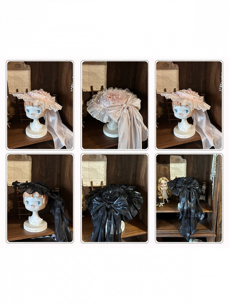 Lolita Flat Hat in Black or Pink - Sweet Dream