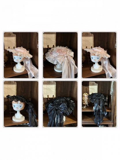 Lolita Flat Hat in Black or Pink - Sweet Dream