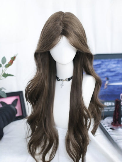 カーテン 65-70CM 前髪ウェーブブラウンウィッグ付き長さ
