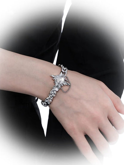 White Rhinestone Decoration Silver Bracelet - Kiwi Store