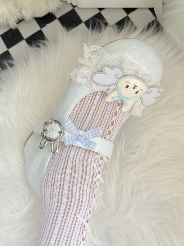 Blue Sweet Bunny Mary Janes with Lace Trim by Cherry Bunny