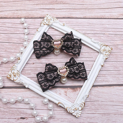 Bowknot Pearl Options Color Kei 10 Hairclip Rhinestone Jirai Lace Heart