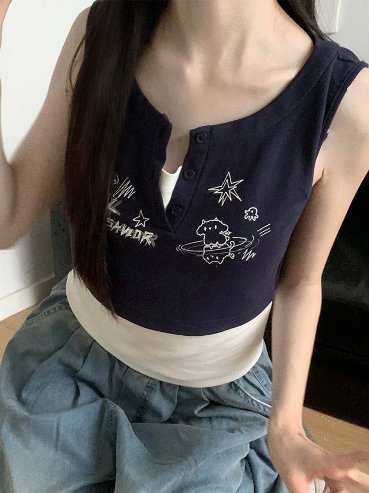 Top in Graffitiblau/Dunkelblau