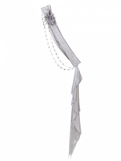 Design Asymmetrical Black Embroidered with Ribbon + Top Garters Ouji Shorts Lolita Silver