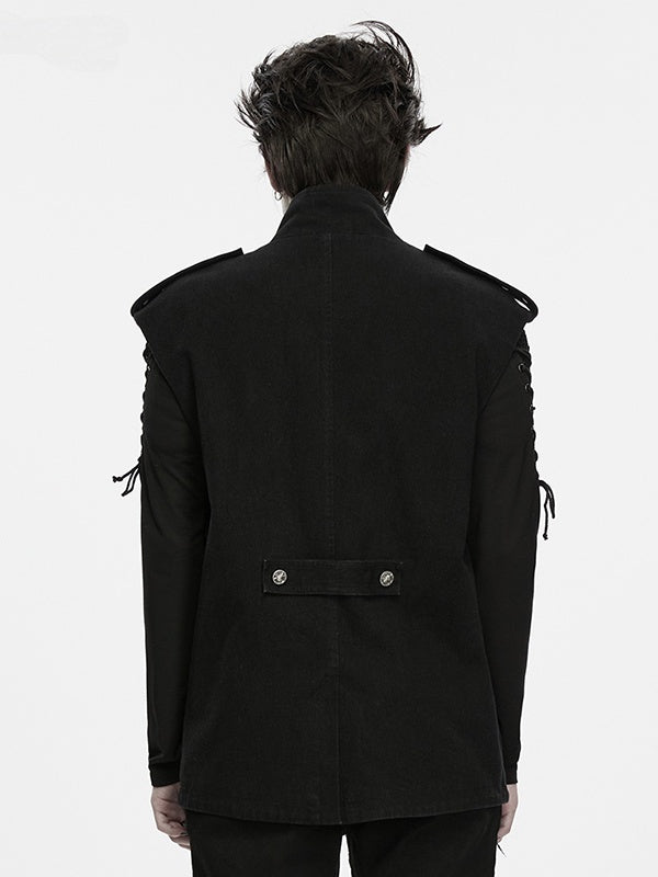 Men's Hardcore Techwear Double-Breasted Vest in Black - Punk Rave