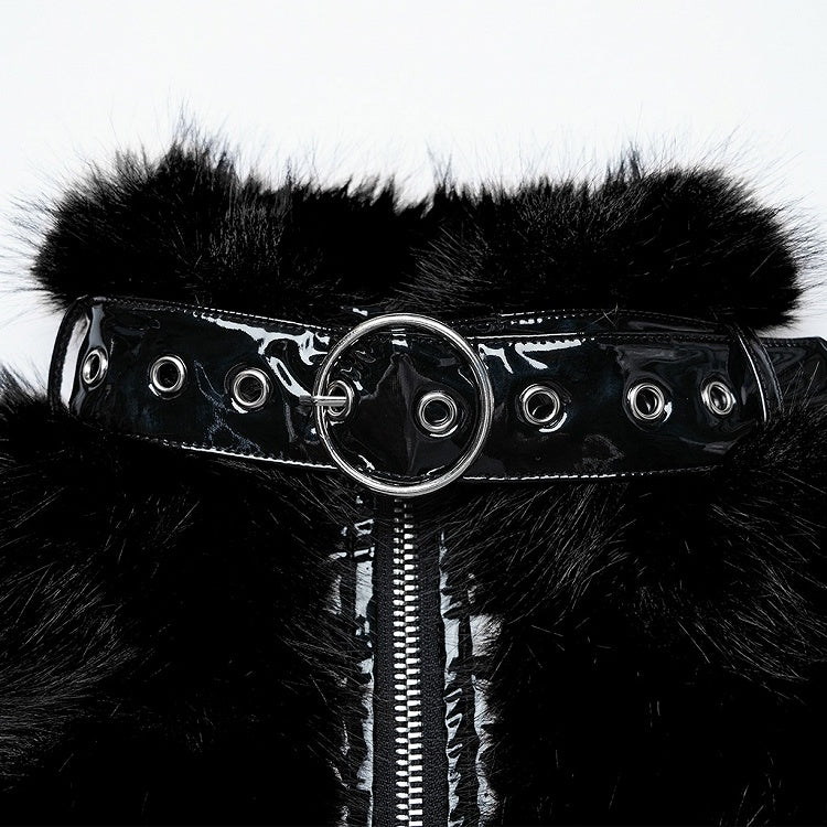 Black Punk Personalized Short Fur Jacket