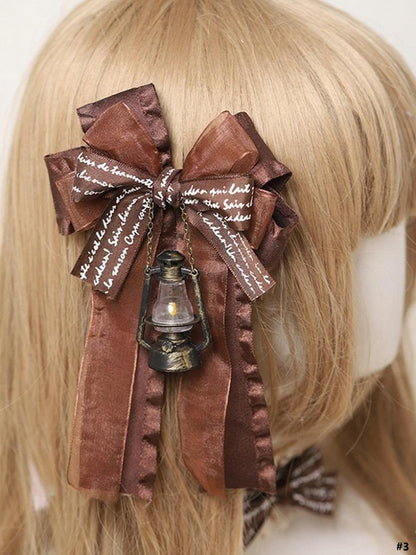 Brown Lolita Options White Sweet 5 Hairclip Bowknot