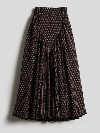 Black Tartan Retro Goth Urban A-Line Skirt