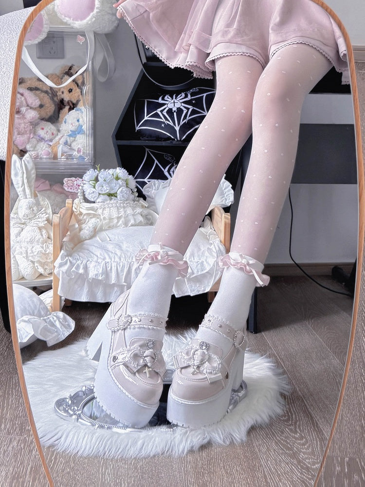 Block 9.5cm Heel | Kei Mary Janes Platform Pink Jirai