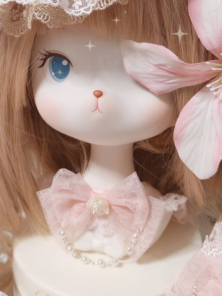 Choker Flower Lolita Sweet Pink Lace Pearl Bowknot