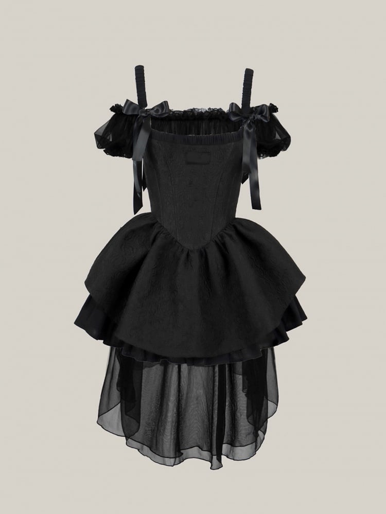 Skirt Set Black Neckline Boned Jumper Bodice Elegant Square