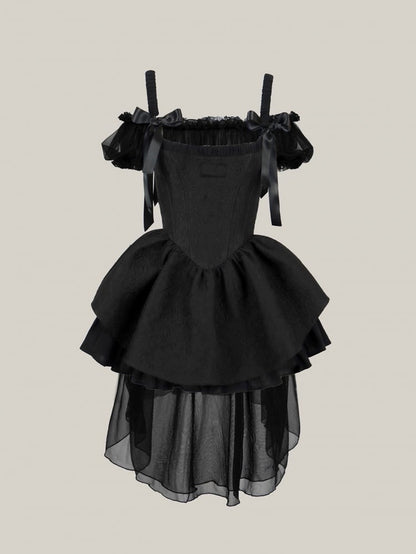 Skirt Set Black Neckline Boned Jumper Bodice Elegant Square