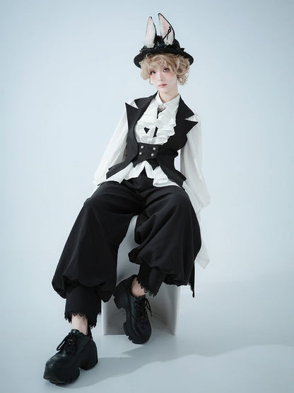 ブラックゴシック王子ロリータホルターネックブレザーカラーウエストコートBE003