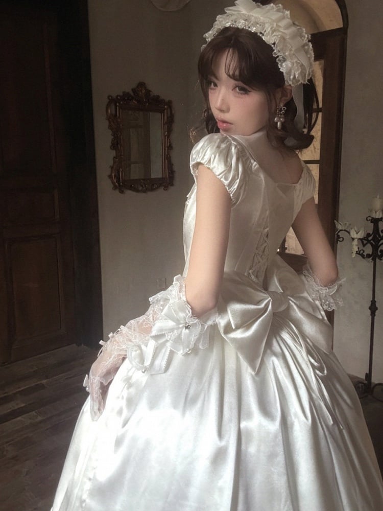 Classic White Lace Butterfly Lolita One-Piece - Snow Lolita