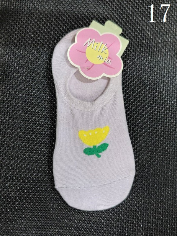 Cake/Apple/Bear/Puppy/Bowknot/Polka-dot/Striped Pattern/Floral Options Socks Ankle Colorful Print 17 With