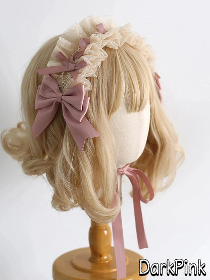 18-Color Ruffled Bow Tulle Hairband Lolita