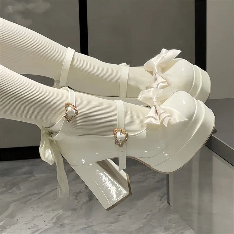 with Details Janes Sweet Lolita Mary White Snap Bow Heart