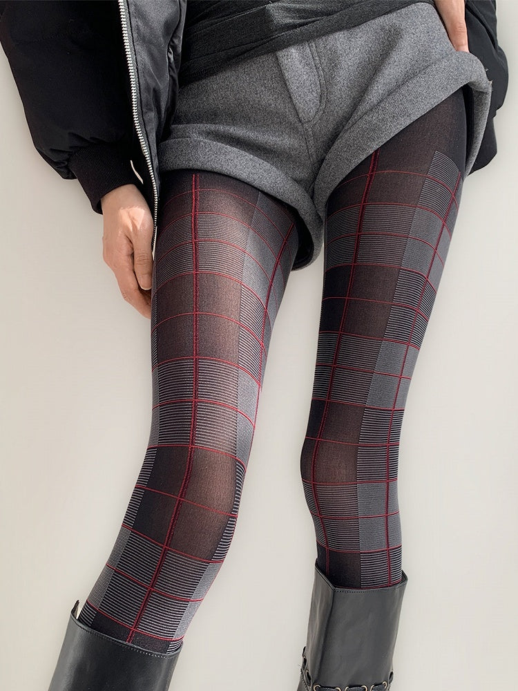 Black-Grey Red Tights Grid
