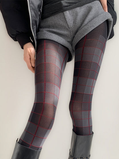 Black-Grey Red Tights Grid