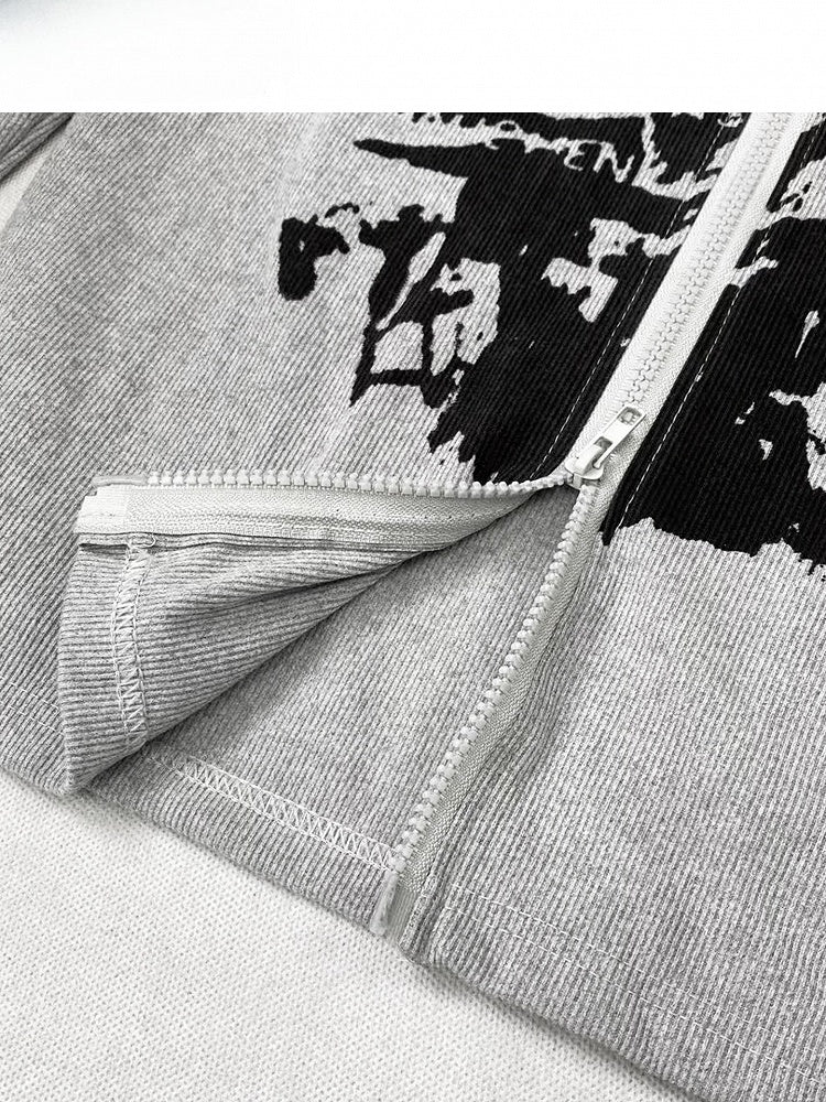 Gray Print Design Bittersweet Jacket