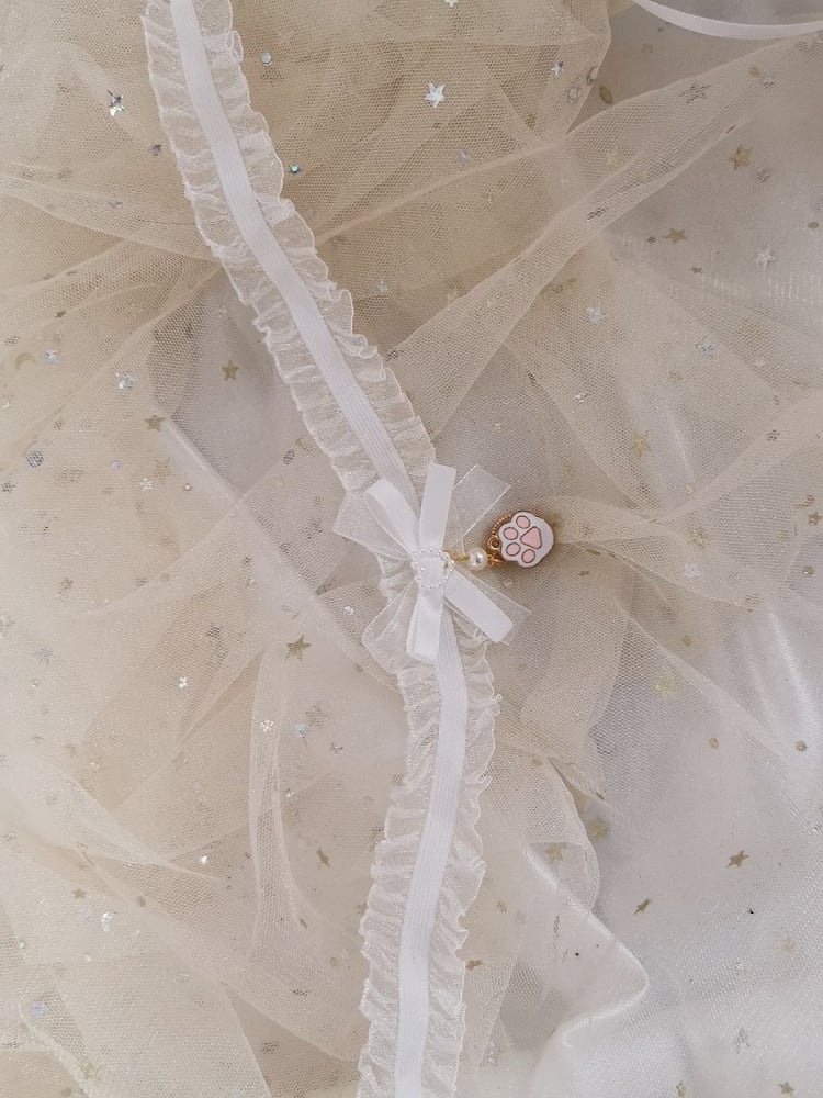 Pink/White Cat Lace Choker Sweet Pendant Lolita Paw