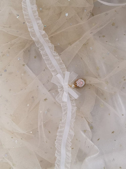 Pink/White Cat Lace Choker Sweet Pendant Lolita Paw