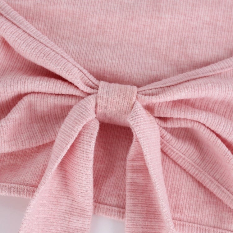 Knit Cardigan Pink Long Sleeve Ribbon Sweet - serendipity