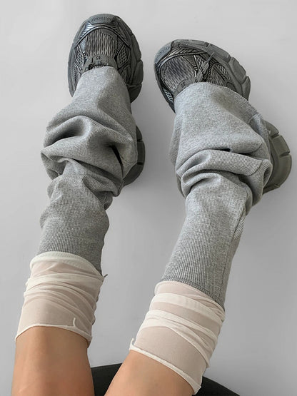 Flared Mesh-Paneled Leg Warmers