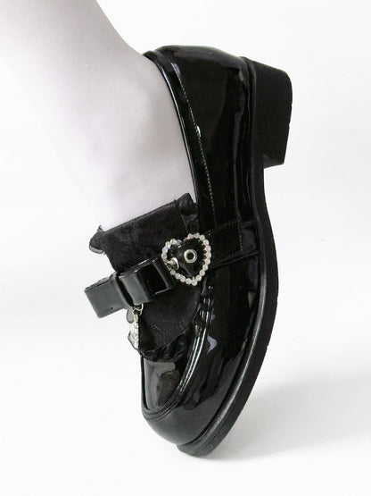 Jirai Polished Black Low Slip-On - with Loafers Kei Heel