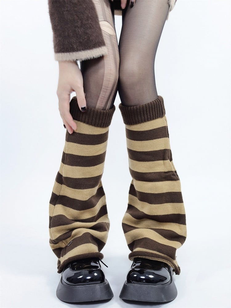 Retro Kawaii 3 Colors Leg Striped Warmers Mid-calf