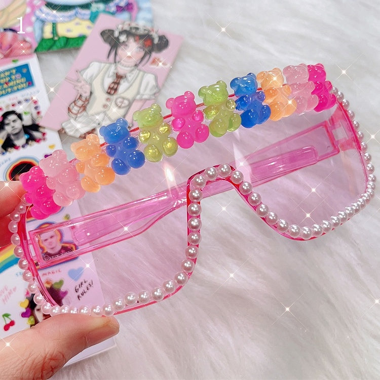 クマ/スター ピンク サングラス 4つのデザインオプション ビーズ装飾