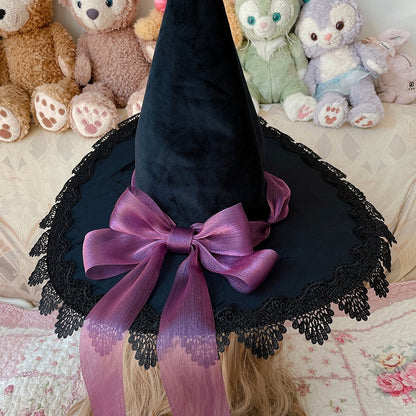 Adorned 6 Lace Bow and Options – Hat a with Edging Witch Gothic Color