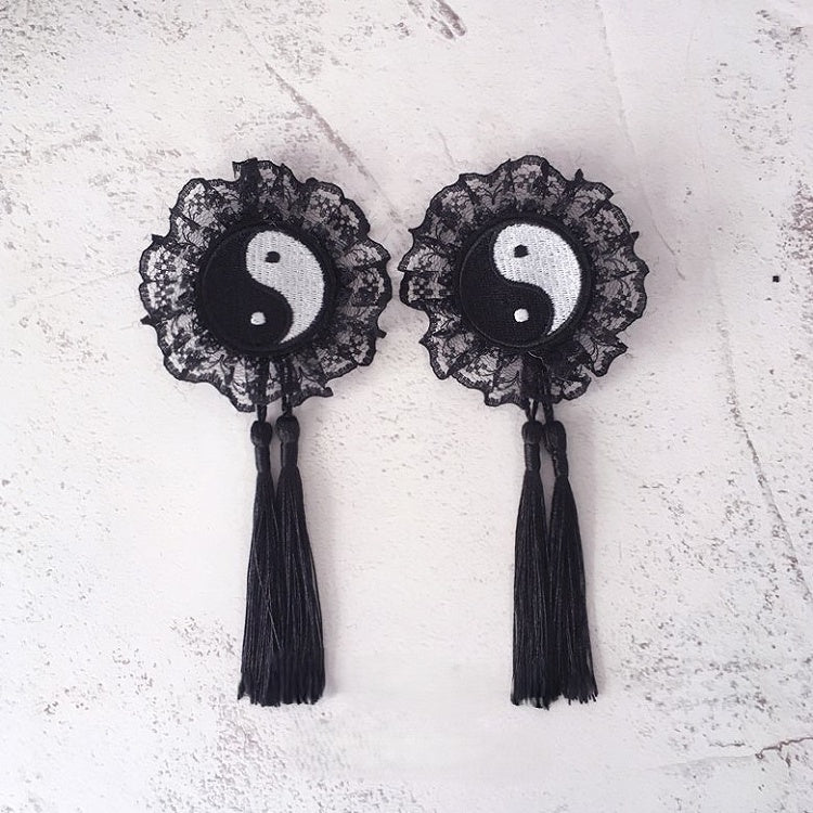 Trim Lace Tassels Black Cheongsam Hairclip Tai Chi
