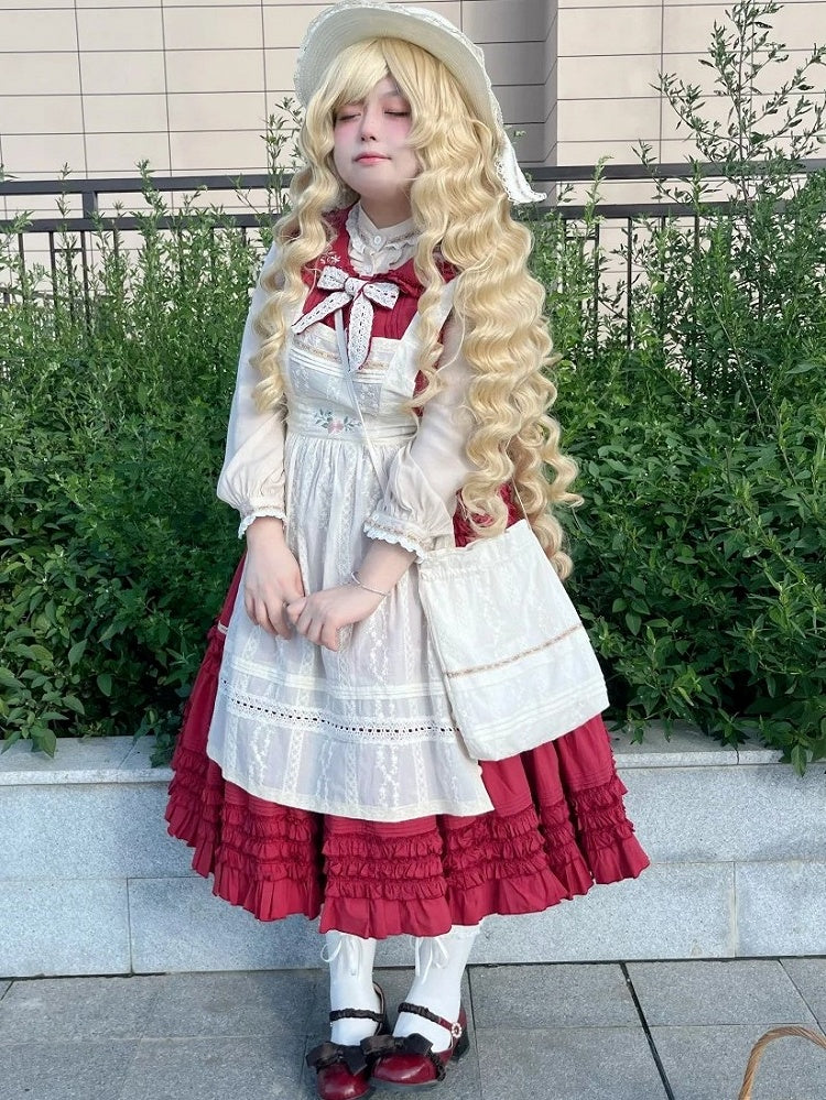 Lace Lolita Accents Bag with Drawstring Beige Top