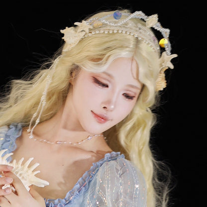 Seashell Embellished Bead and Mermaid Crown Conch