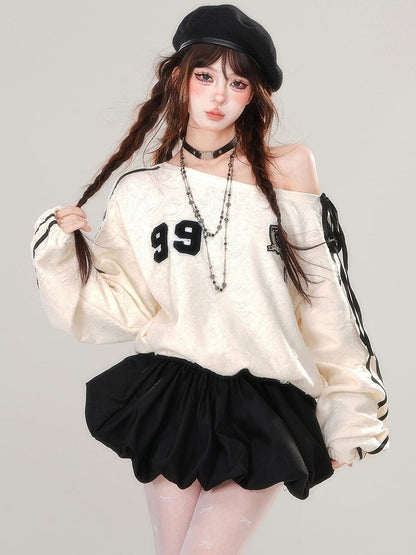 バブルデザイン アプリコット アシンメトリー パッチワーク スカート ドレス ネックライン