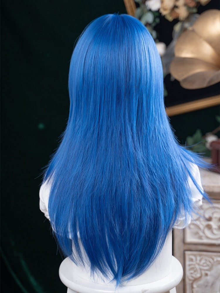 Bangs Full Wig Straight Blue 63CM With Length