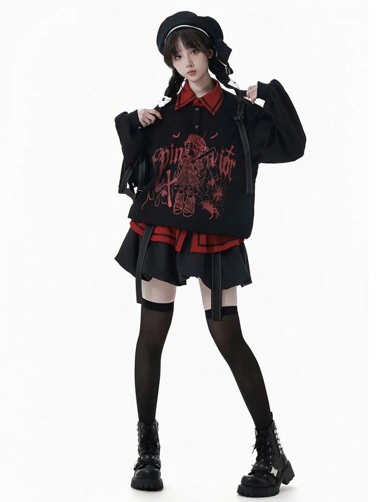 Playful Mini with Accents Gray/Black Dynamic Skirt Red Strap Bubble
