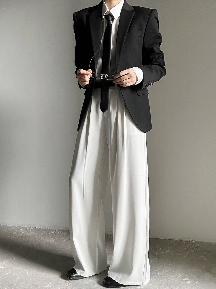 Ouji with Button Lolita Wide-Leg Pants  Fly White High-Waisted