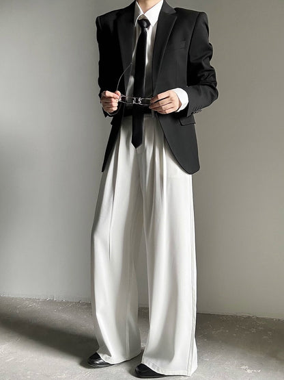 Ouji with Button Lolita Wide-Leg Pants  Fly White High-Waisted