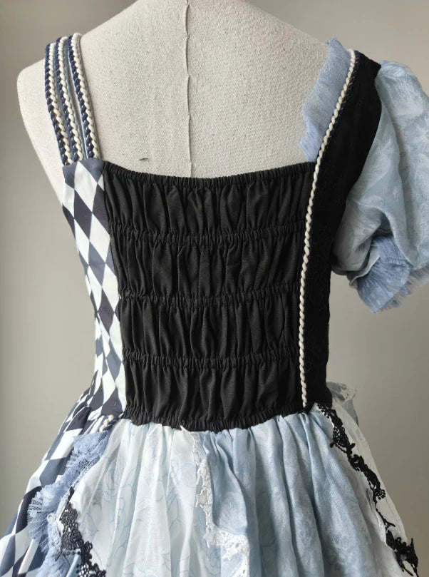 Alice in Wonderland Blue Checkerboard Sweet Lolita Dress