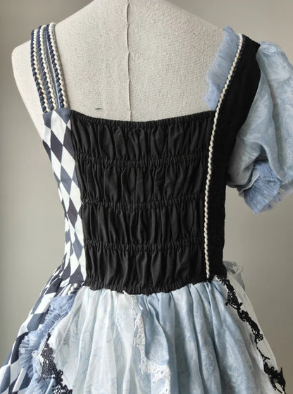 Alice in Wonderland Blue Checkerboard Sweet Lolita Dress