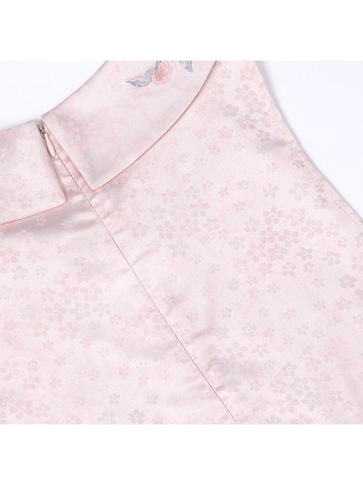 Modern Hanfu Lolita Blouse with Rabbit & Peach Embroidery - Yimu Walnut