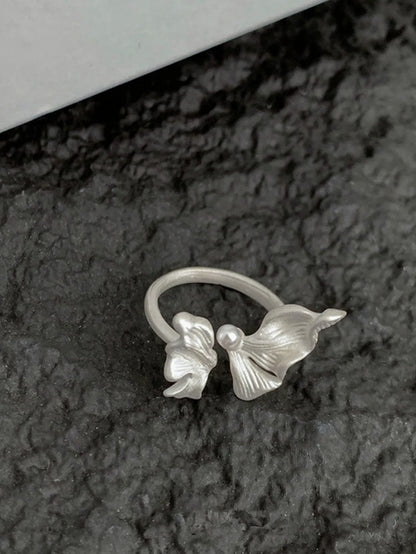 Pearl-Adorned White Butterfly Ring - YSHXS