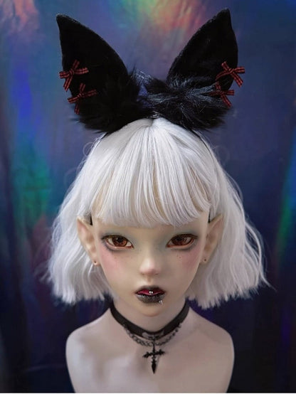 Dark Gothic Bunny Ear KC with Bow Accents - Strange Sugar